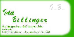 ida billinger business card